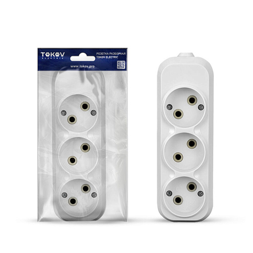 Колодка удлинителя 3-местная 10А без заземления АБС-пластик белый TOKOV ELECTRIC TKE-C01-KU3: фотография 1