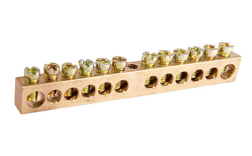 Шина PEN "земля-ноль" 6х9мм 6/1 (6групп/крепеж по центру) IEK YNN10-06-100: фотография 1