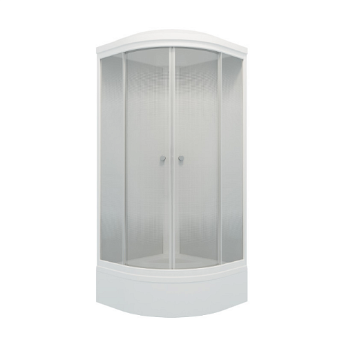 Душевая кабина "Лайт 100х100 В" 1/4 круга, средний поддон, Градиент, Белый, ДН4, сифон D90мм: фотография 1