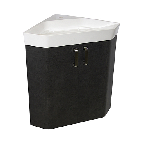 Тумба "КВАРЦ-67" подвесная, угловая серая под умывальник Quartz-50 ПВХ: фотография 1