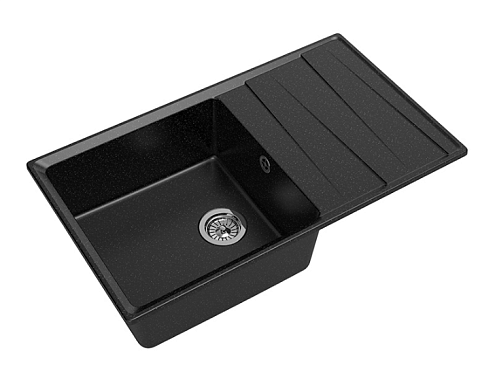 Мойка GRANFEST GF-LV--860L чаша+крыло 860х500 черный: фотография 1