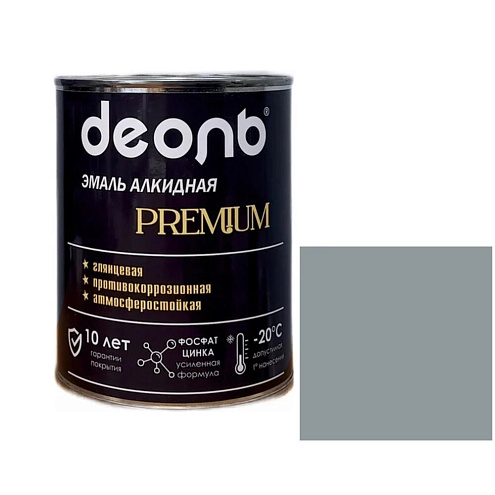 Антикоррозионная глянцевая эмаль PREMIUM (ДЕОЛЬ) Серая RAL 7046 0,75л /6: фотография 1