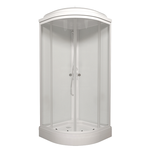 Душевая Кабина Экстра 88х88 А 1/4 круга, низкий поддон, прозрачные, Белый, ДН6, сифон D50мм: фотография 1