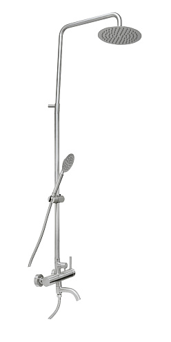 Душевая система Santrek Aqua - 996 INOX шар d-35 нерж, с верхним душем и смесителем: фотография 1