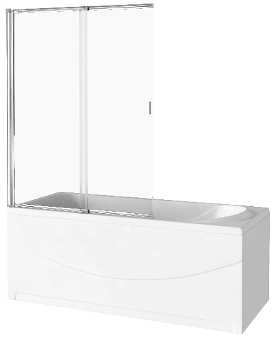 Шторка для ванны SCREEN SL-100-C-CH 2 створки сдвижные со скрытым доводчиком, стекло 4 мм: фотография 1