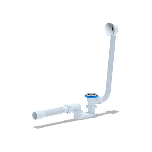Сифон для ванны плоский с выпуском 1 1/2"х40 с переливом, клик-клак, с гибкой трубой 375х40/50 АНИ Пласт EC055: фотография 1