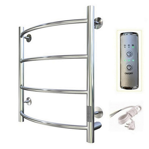 Полотенцесушитель электрический ЛЦ 60х50 Дуга 4 перекладины, скрытое подключение, таймер Тругор: фотография 1
