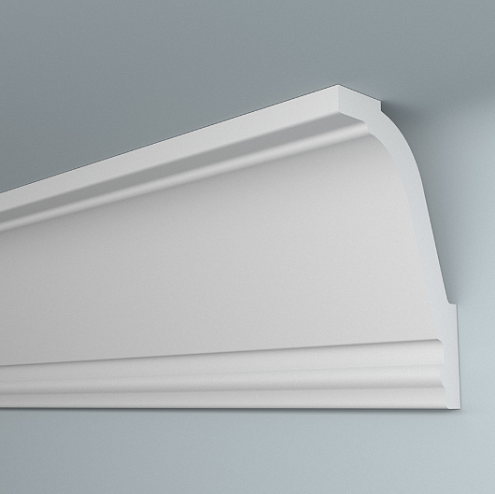 Плинтус потолочный ПЛИНТЭКС, прямой, белый, 35х55х2000мм: фотография 1