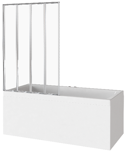 Шторка для ванны  SCREEN GR4-100-C-CH 4 створки складные, стекло 4 мм: фотография 1