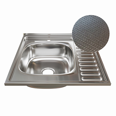 Мойка 60х60 (0,6) левая выпуск 3 1/2" MIXLINE 160 мм с сифоном Декор: фотография 1