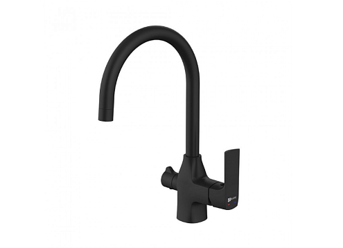 Смеситель Lemark "Урсус" LM7261BL для кухни с подключением к фильтру питьевой воды черный: фотография 1