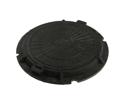 Люк канализационный полимерный 30 кН круглый черный 758х60мм: фотография 1
