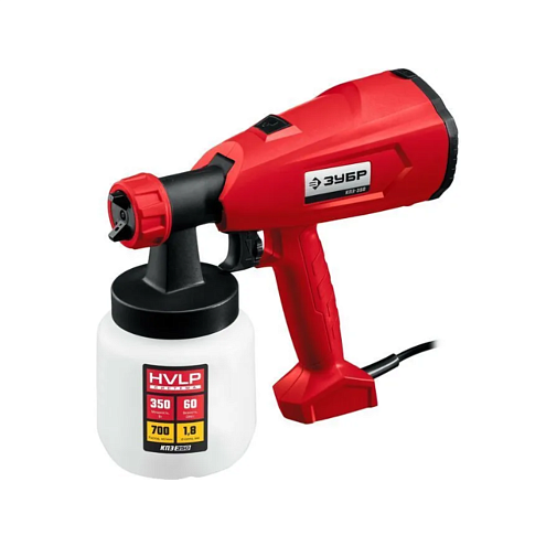 Краскопульт 350Вт, HVLP, 0,8л, краскоперенос 0-700мл/мин, вязкость 60 DIN/сек, сопло 1,8мм, ЗУБР: фотография 1