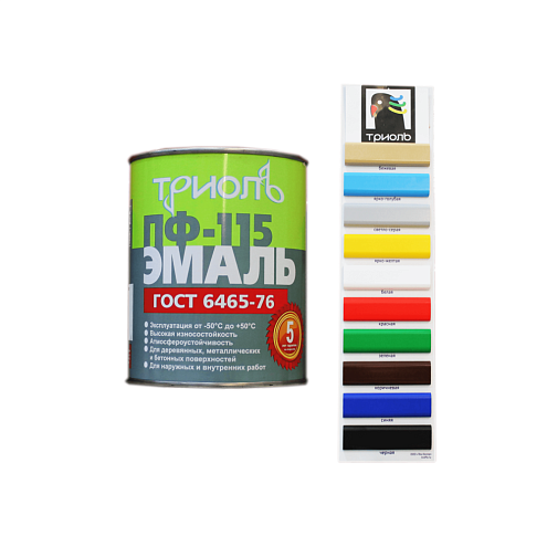 Эмаль ПФ-115 (ГОСТ 6465-76) «ТРИОЛЬ» Синий,  0,8кг: фотография 1