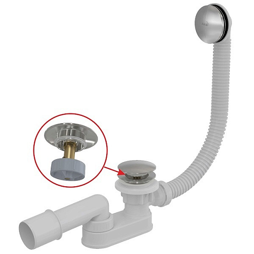 Сифон для ванны Alcaplast A507KM click/clak металл длина 570мм: фотография 1