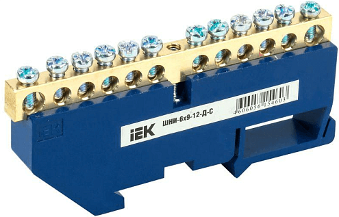 Шина нулевая на DIN-изол. ШНИ-6х9-12-Д-С IEK YNN10-69-12D-K07: фотография 1