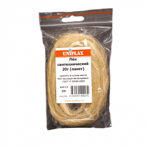 Лен сантехнический чесаный моченцовый 20г Uniflax: фотография 1