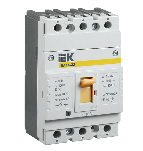 Выключатель автоматический 3п 100А 15кА ВА44 33 IEK SVA4410-3-0100: фотография 1