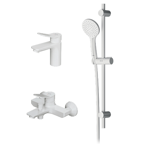 Набор для ванной комнаты 3 в 1 AM.PM  X-Joy F43985A00 смеситель для умывальника, смесительль для ванны/душа, душевой комплект, белый: фотография 1