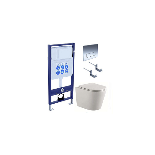 Комплект Set Aquatek ВЕГА cmp-016 Унитаз Aquatek ВЕГА AQ1904-00 с крышкой soft-close + инсталляция Standard INS-0000012 + клавиша KDI-0000016 + комплект крепления: фотография 1
