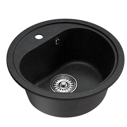 Мойкa ML-GM10 круглая, черная (308), 440 мм глубина чаши 180 мм: фотография 1