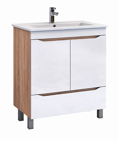 Тумба под раковину Grani 750-2-1 (Оскар) дуб золотой под умывальник Оскар 75: фотография 1