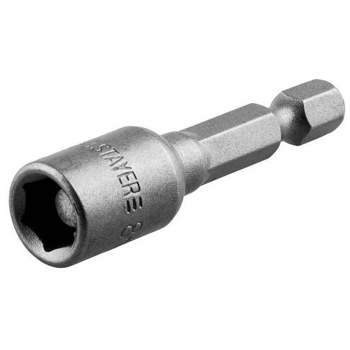 Бита NutDriver  8мм, с торцевой головкой, магнитная, 50мм, СrV сталь, Е 1/4", STAYER: фотография 1