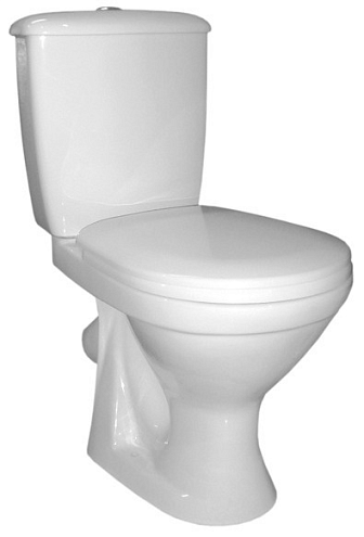 Унитаз-компакт Оскольская керамика Суперкомпакт косой выпуск, сиденье полипропилен, арматура: фотография 1