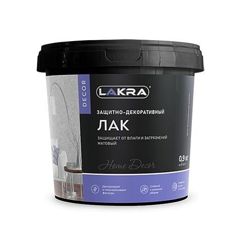 Защитно-декоративный лак LAKRA DECOR Бесцветный 0,9кг: фотография 1