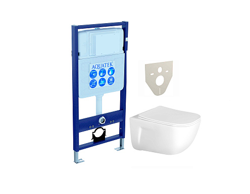 SET Aquatek ДИВА 4в1 (рама AQUATEK Standard INS-0000012+ кркпеж KKI-0000002+клавиша KDI-0000023+унитаз ДИВА AQ2012-00 с тонким сиденьем soft-close: фотография 1