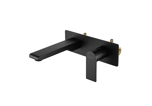 Смеситель для раковины настенный (внешняя и скрытая часть) Aquatek AQ1413MB Лира черный матовый: фотография 1