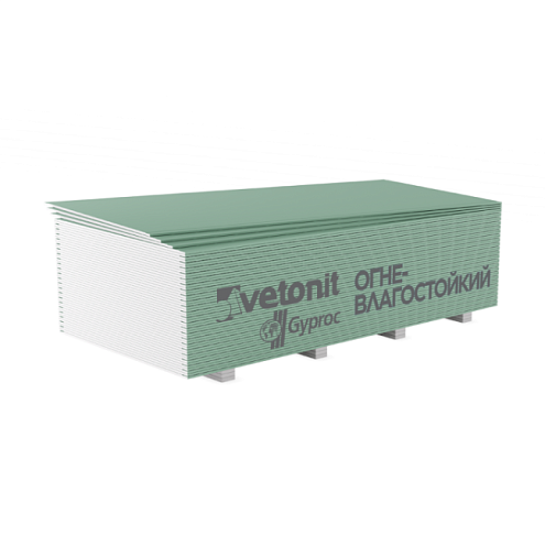 Гипсовая строительная плита Vetonit/Gyproc Огневлагостойкий 1200х2600х12,5мм : фотография 1