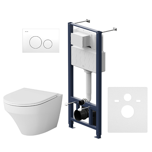 Унитаз подвесной с инсталляцией AM.PM Inspire IS49001.501700 безободковый, сиденьем микролифт, пневматической клавишей белый: фотография 1