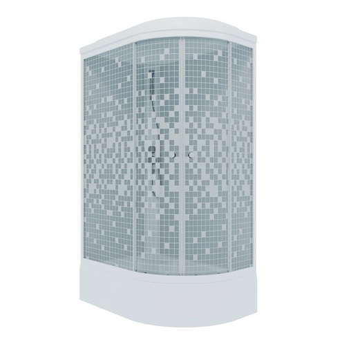 Душевая кабина "Коралл 120х80 В" левая, 1/4 круга, средний поддон, Белый, Мозаика, ДН4 : фотография 1