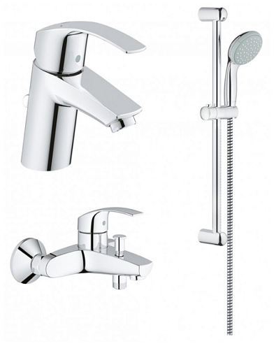 123570 GROHE Eurosmart Комплект смесителей с душем ,смеситель для ванны, раковины, душевой гарниту: фотография 1