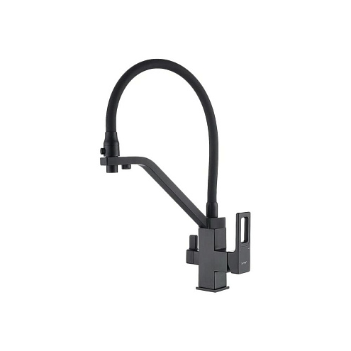 Смеситель для кухни 35k G4317-6 GAPPO с вых. для питьевого фильтра, гибкий излив ЧЕРНЫЙ: фотография 1