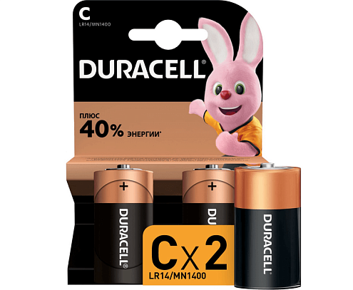 Элемент питания алкалиновый C/LR14/MN 1400 BP-2 уп.2шт Duracell Б0014054: фотография 1