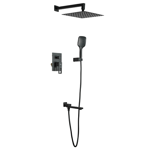Душевая система 35к G7117-6 GAPPO  встраиваемая, лейка "Тропический душ" черный: фотография 1