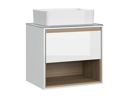 Тумба под раковину подвесная LOUNA 60 со столешницей белый: фотография 1