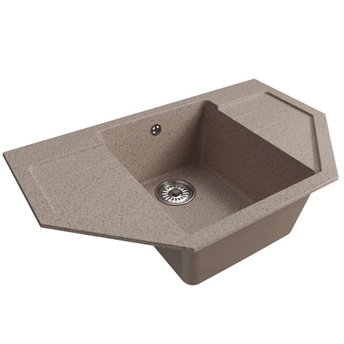 Мойка ML-GM24 угловая с крылом, песочная (302), 790х490х200 мм: фотография 1