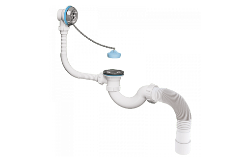 Сифон для ванны 1 1/2"х40 с выпуском и переливом с гофро трубой 40х40/50 V155-АК Санденсант: фотография 1