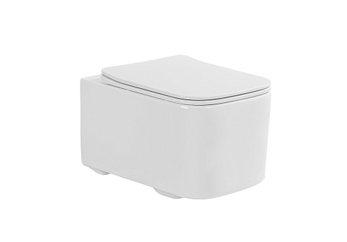 Унитаз подвесной безободковый Aquatek Квадро AQ1515T-00 520х345х355, сиденье легкосъемное с микролифтом, смыв Торнадо: фотография 1