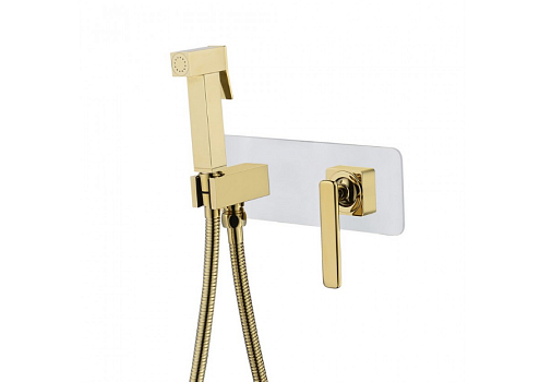 Смеситель Lemark "Миста" LM6419WG с гигиеническим душем встраиваемый белый/золото: фотография 1