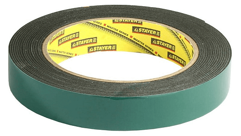 Двусторонняя лента 19мм х 5м, вспененная основа, черная Stayer: фотография 1