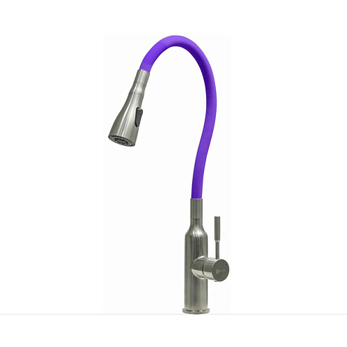 Смеситель Lemark "Эксперт" LM5082S-Violet для кухни с гибким  изливом и 2х-функциональным аэратором сталь/фиолетовый: фотография 1