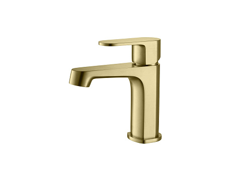 Смеситель для раковины 98, без донного клапана, золото шлифованное Aquatek AQ1210BG Оберон: фотография 1