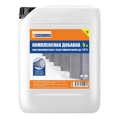 Комплексная противоморозная добавка с пластификатором до -25°С, 5л  4Walls: фотография 1