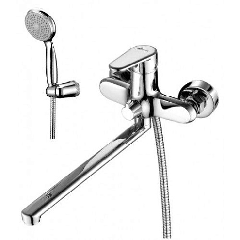 LM0351C "Поинт" Смеситель универсальный с плоским изливом 300мм,  дивертор с кер. пластинами, хром: фотография 1